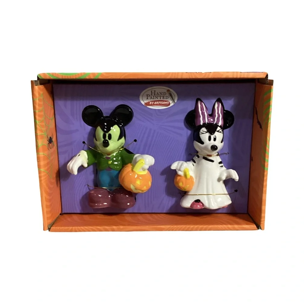 Disney Ceramic Mickey & Minnie Mouse Halloween Frankenstein Salt & Pepper Shaker